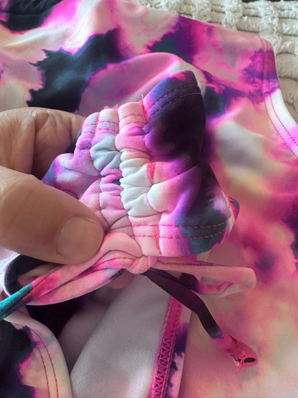Kanu Surf NWOT Girls Pink Multi Watercolor Halter Tankini Set - Picture 11 of 12